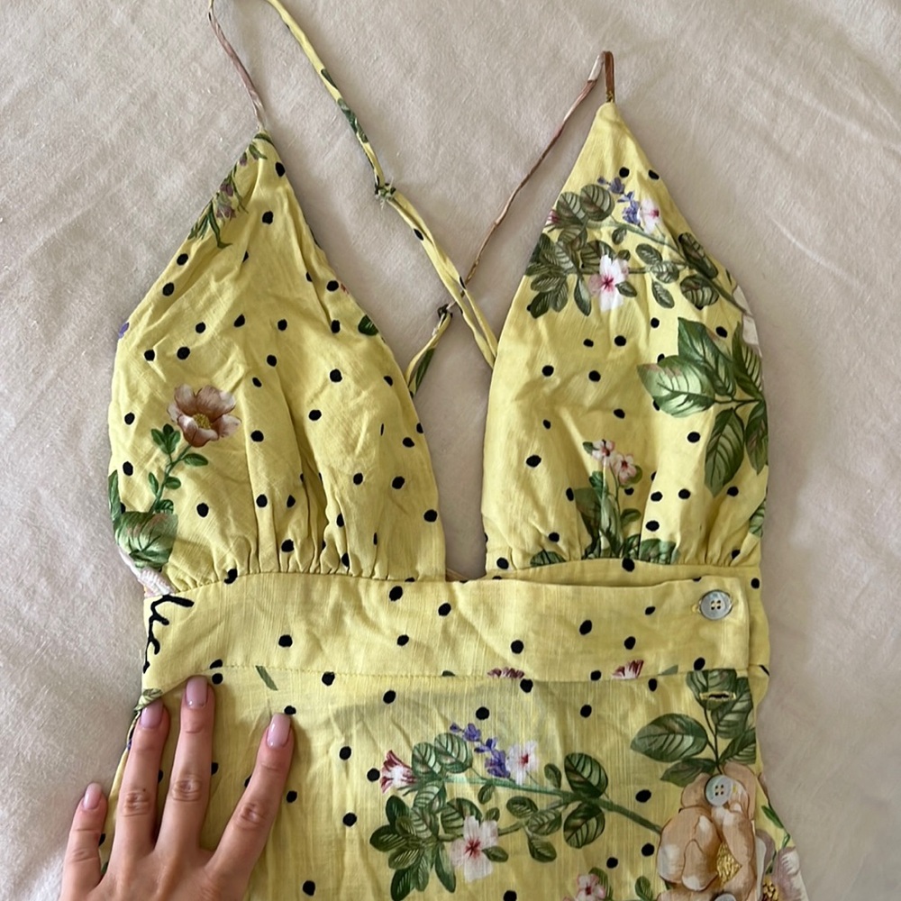 Floral Yellow Polka Dot Dress